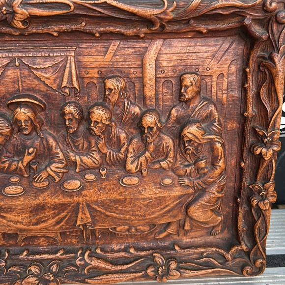 Vintage Burwood Composite The Last Supper Wall Plaque - Picture 4 of 5